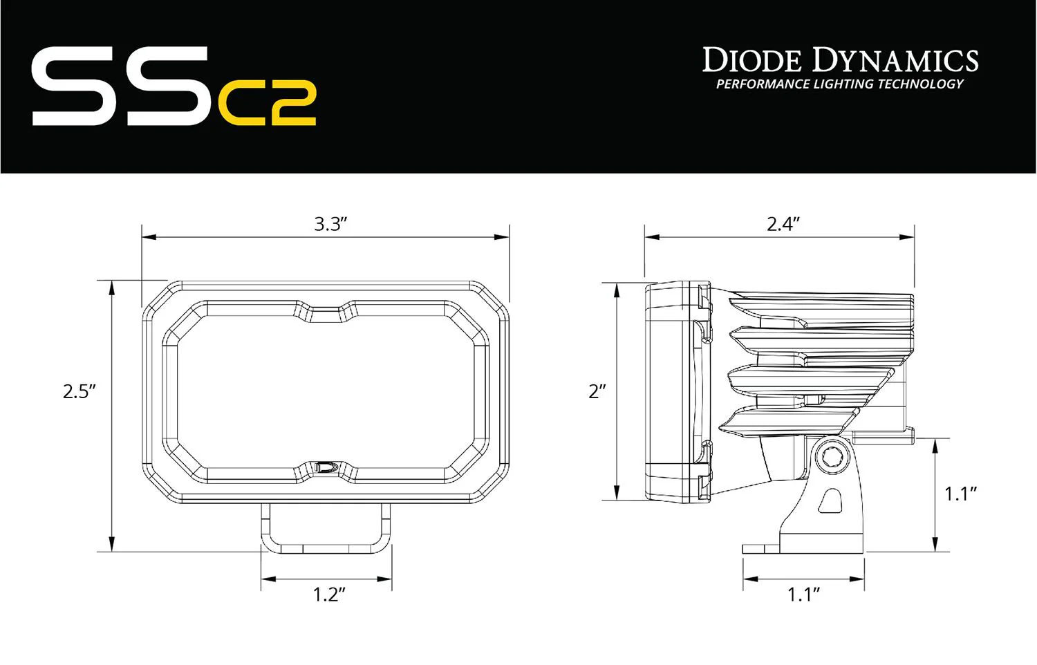 SSC2 2" Pod - Sport - Standard Mount - Yellow - Image 11